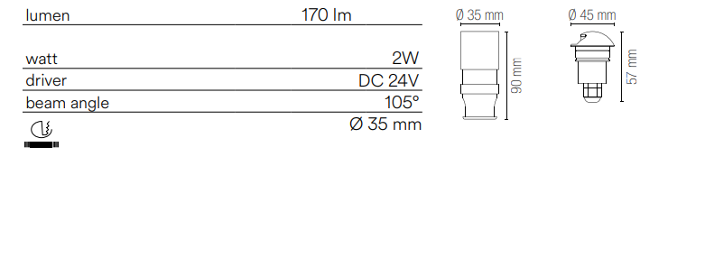 Segnapasso calpestabile incasso IP67 led integrato luce natura-calda 2W 170 LM tensione 24V STEP