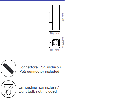 Applique per esterno in cemento bianco biemissione IP65 2xGU10 non incluse collezione OAKLAND