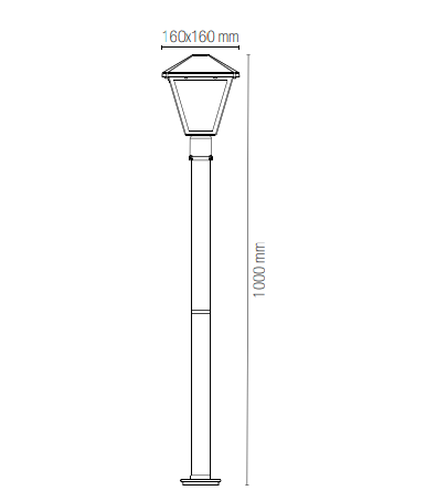 Palo per esterno IP44 in alluminio antracite diffusore in vetro lampada 1XE27 non inclusa PRISMA