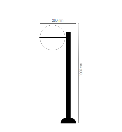 Palo per esterno IP44 in alluminio nero diffusore in PMMA lampada 1XE27 non inclusa ORBIT