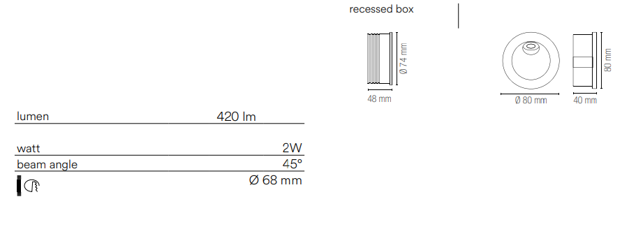 Segnapassi incasso in alluminio pressofuso IP54 finitura nero o bianco goffrato rotondo led integrato luce natura 4000°k 2W 420LM ONYX