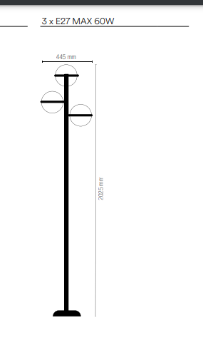 Palo per esterno IP44 in alluminio nero diffusore in PMMA lampade 3XE27 non incluse ORBIT