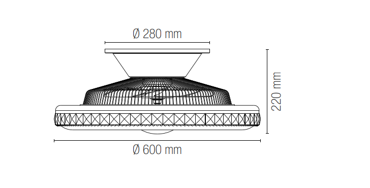 Plafoniera con ventilatore in bianco effetto cielo stellato led integrato CCT 34W 4450lm collezione BOREA