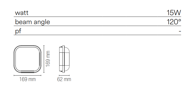 Plafoniera per esterno IP65 quadrata base e diffusore in policarbonato bianco o antracite led integrato luce naturale 4000°k varie misure EVER