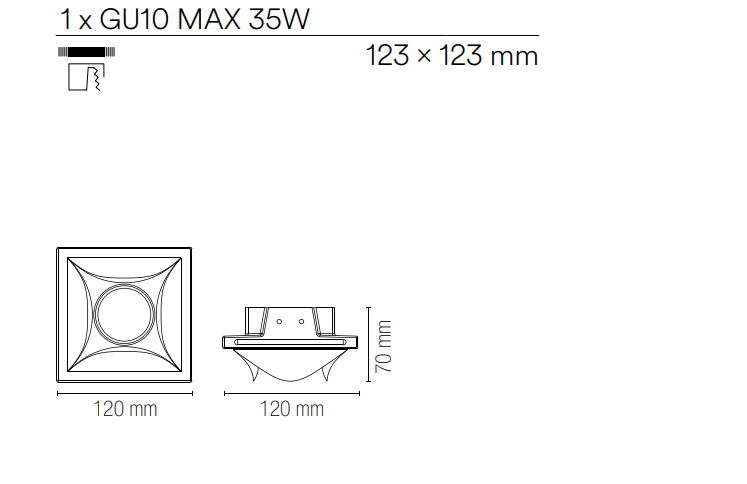 Incasso in gesso verniciabile da integrare nel cartongesso con steli che sporgono dalla parete portalampada GU10 incluso collezione BRICK