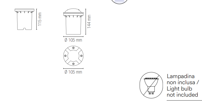 Faro carrabile ad incasso in acciaio inox IP67 lampada 1XGU10 non inclusa finitura acciaio,antracite o corten 4 side HUMMER