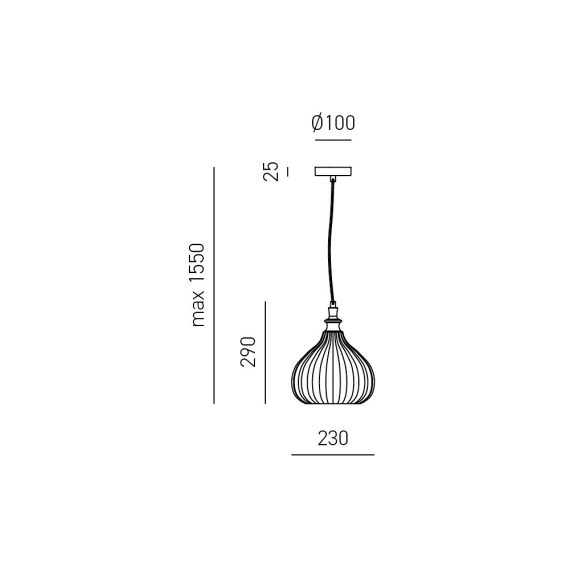 GEALUCE Sospensione con montatura in metallo 1XE27 non incl. vetro ambra-bianco-cobalto-ocra CLEOFE