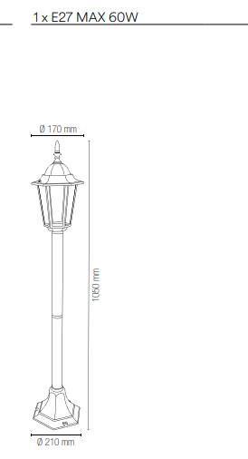 Palo lanterna per esterno IP44 in alluminio antracite o bianco diffusore vetro lampada 1XE27 non inclusa MILANO