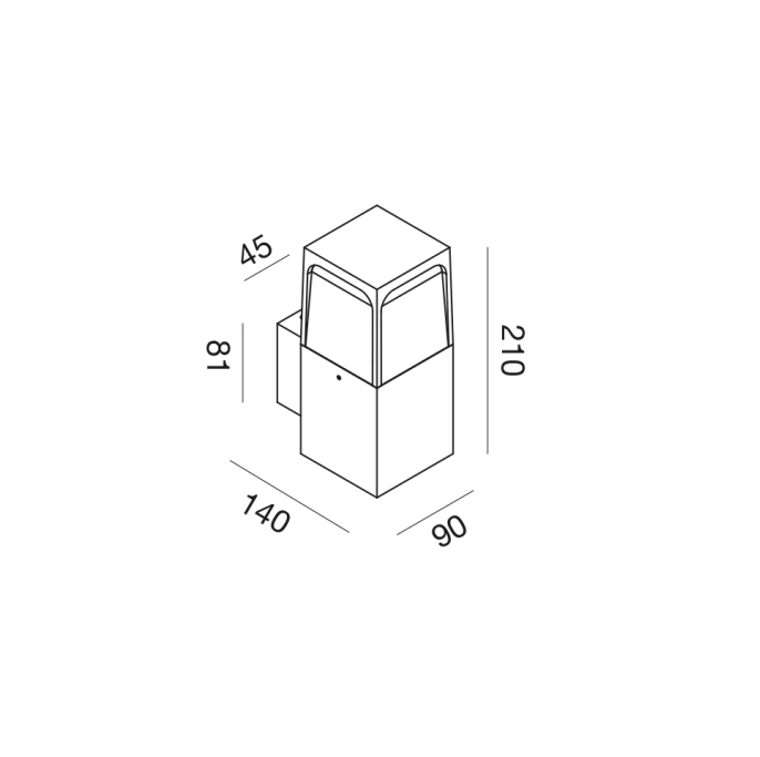 GEALUCE Applique in alluminio antracite-marrone diffusore policarbonato 1XE27 non incl.