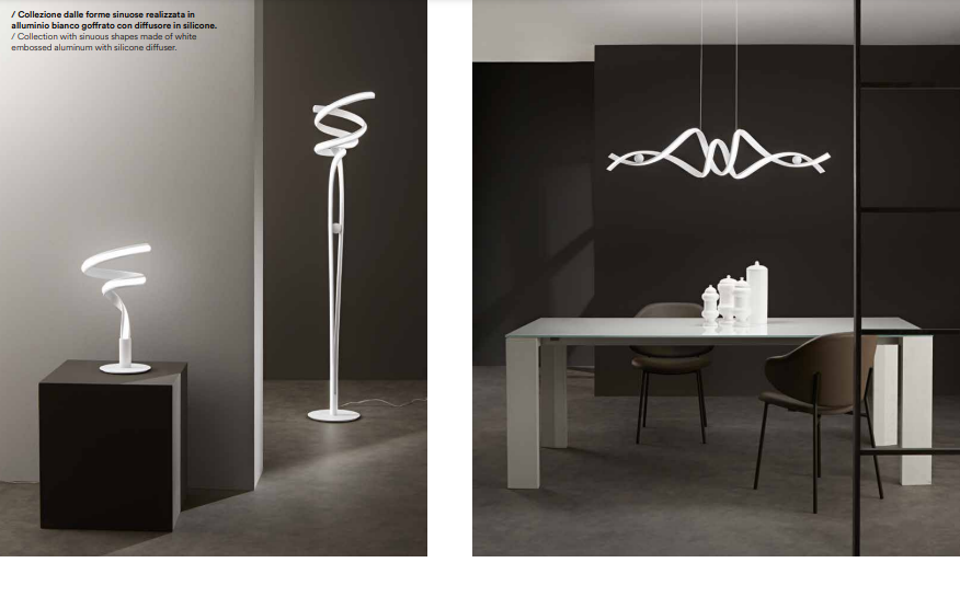 Plafoniera LED forma spirale in alluminio bianco con diffusore in silicone 38W 4900 LM luce natura 4000°k MYSTRAL