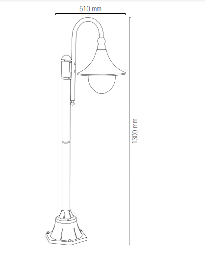 Palo per esterno IP44 in alluminio nero diffusore in acrilico lampada 1XE27 non inclusa PAVIA