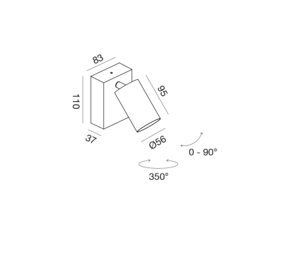 GEALUCE Applique spot in alluminio bianco-antracite-marrone IP65 orientabili LED CCT