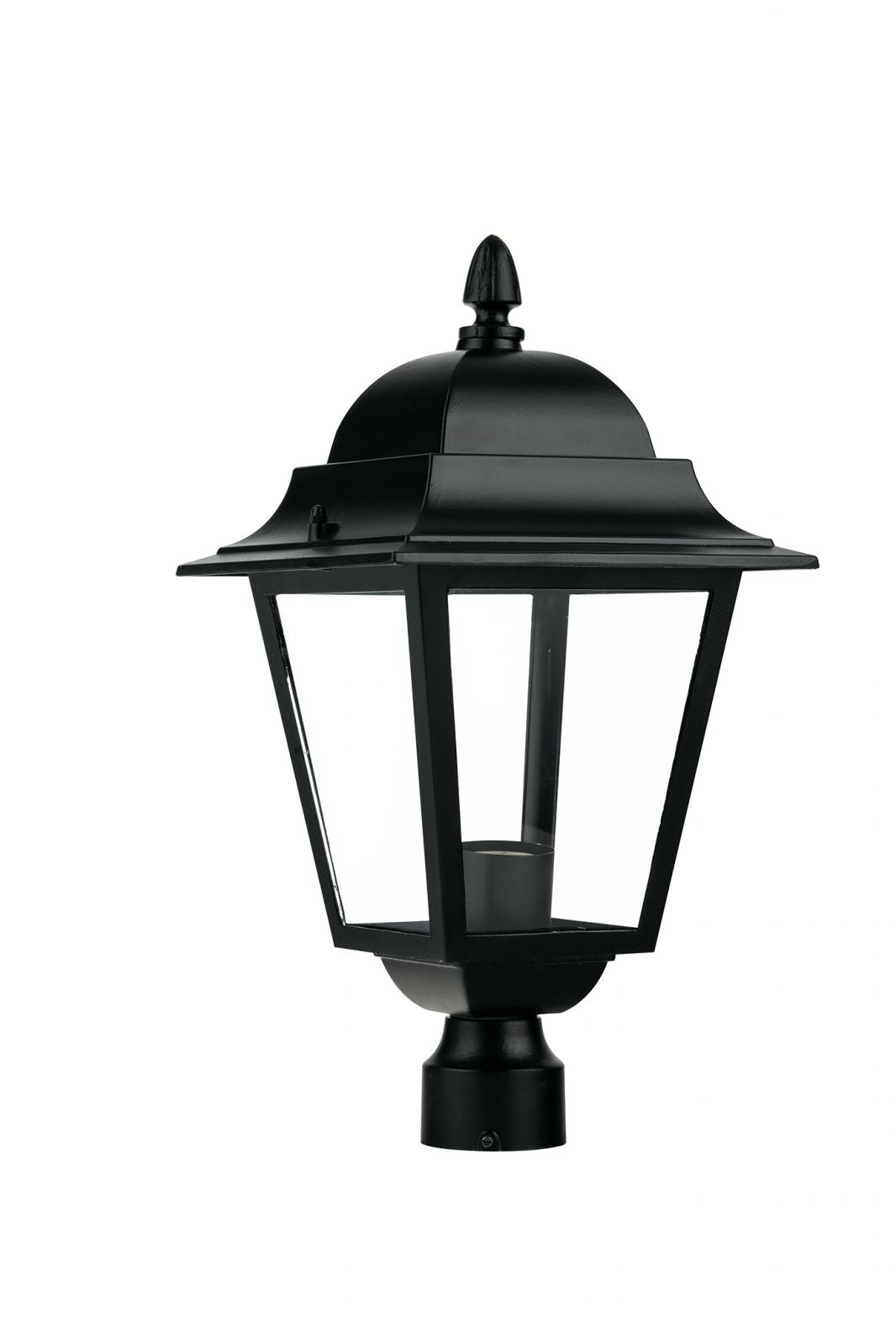 Testa palo lanterna IP44 in alluminio antracite diffusore vetro lampada 1XE27 non inclusa ROMA