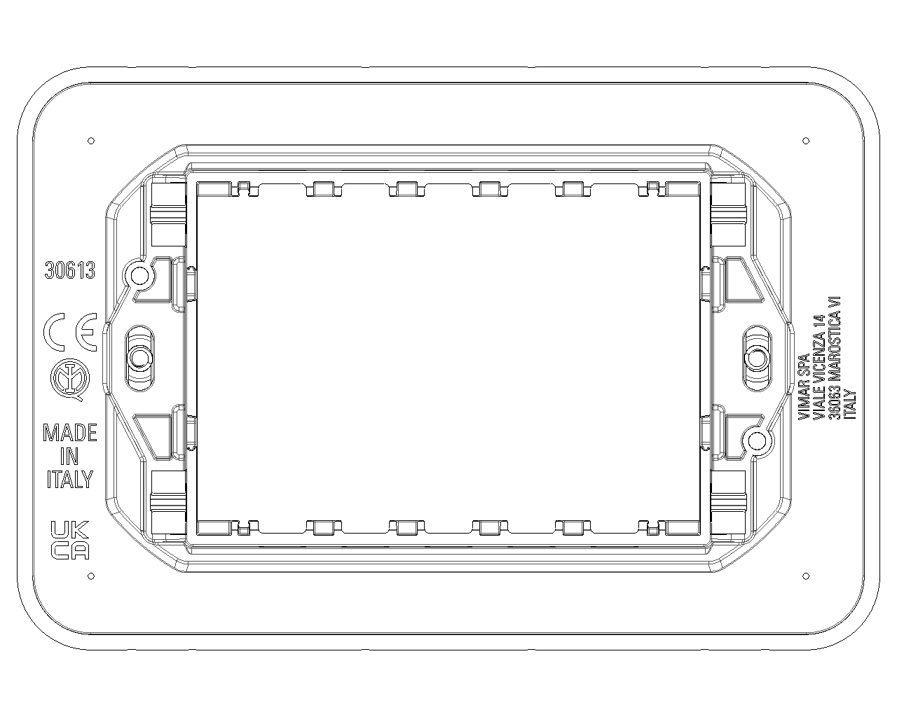 Supporto 3 moduli con viti per scatole 3 moduli Vimar Linea 30613