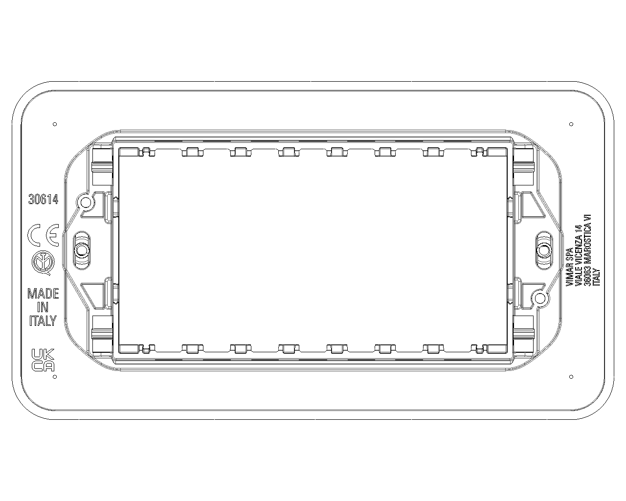 Supporto 4 moduli, con viti, per scatole 4 moduli Vimar Linea 30614