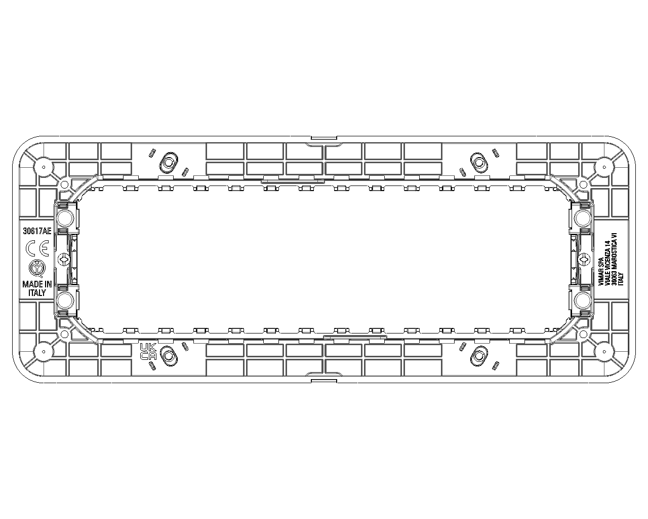 Supporto antieffrazione 7 moduli, con viti, per scatole 6/7 moduli Vimar Linea 30617AE