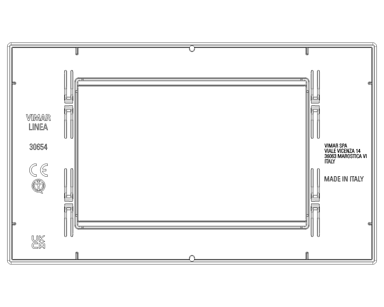 Placca 4 moduli, tecnopolimero, canapa Vimar Linea 30654.01