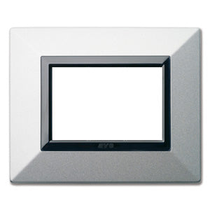 AVE Placca Zama, S44 colore argento opaco,metallo con cornice grigio scuro lucido 3/4/7 moduli 44P93AO