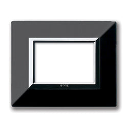 AVE Placca Zama, S44 colore nero assoluto lucido, metallo con cornice cromo 3/4/7 moduli 44P93NAL