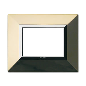 AVE Placca Zama, S44 colore ottone lucido, metallo con cornice cromo 3/4/7 moduli 44P93OT