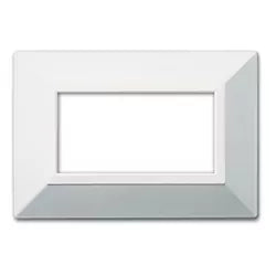 AVE Placca Zama, S44 colore bianco, metallo con cornice bianco lucido 3/4/7 moduli 44P93B