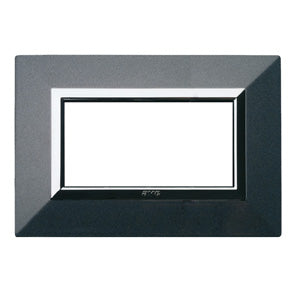 AVE Placca Zama, S44 colore grigio scuro, metallo con cornice cromo 3/4/7 moduli 44P93GSM