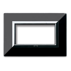 AVE Placca Zama, S44 colore nero assoluto lucido, metallo con cornice cromo 3/4/7 moduli 44P93NAL