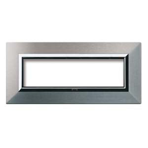 AVE Placca Zama, S44 colore alluminio naturale , con cornice cromo metallo 3/4/7 moduli 44P93ALS