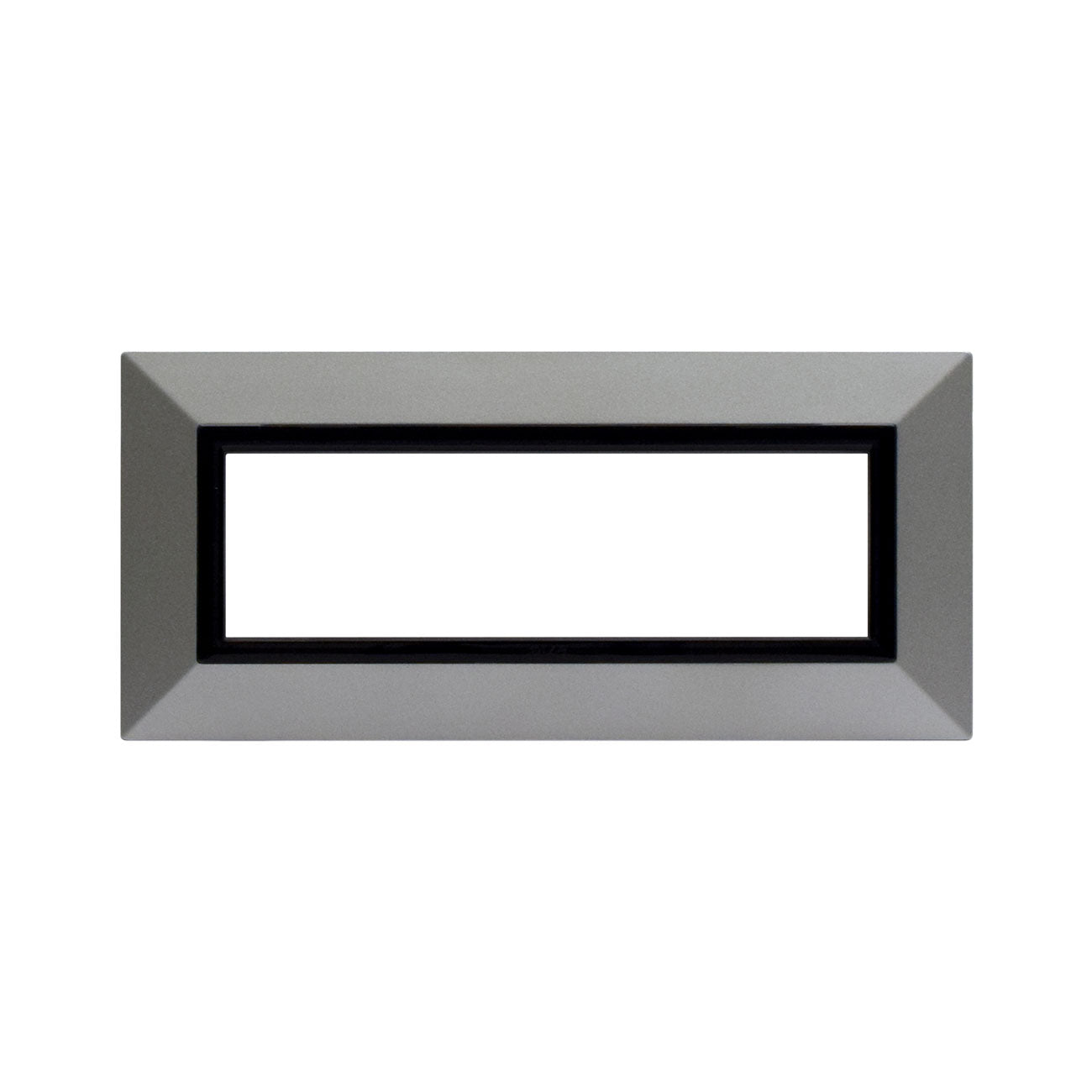 AVE Placca Zama, S44 colore argento opaco,metallo con cornice grigio scuro lucido 3/4/7 moduli 44P93AO