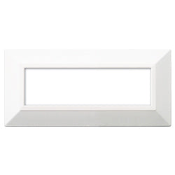 AVE Placca Zama, S44 colore bianco, metallo con cornice bianco lucido 3/4/7 moduli 44P93B