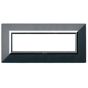 AVE Placca Zama, S44 colore grigio scuro, metallo con cornice cromo 3/4/7 moduli 44P93GSM