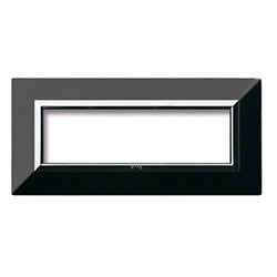 AVE Placca Zama, S44 colore nero assoluto lucido, metallo con cornice cromo 3/4/7 moduli 44P93NAL