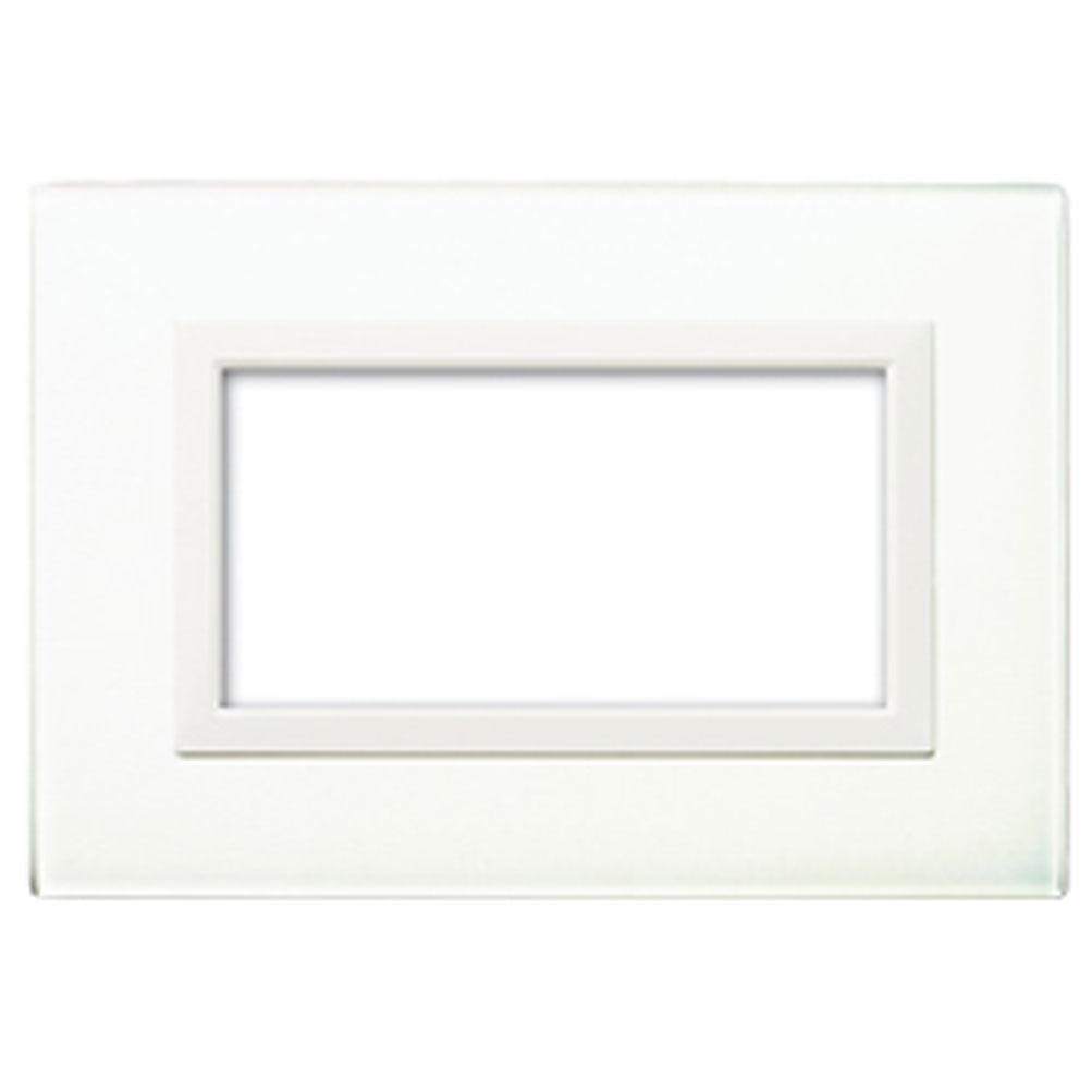 AVE Placca Vera 44, in vetro colore bianco finitura lucida con cornice bianca 3/4/7 moduli 44PV3BL