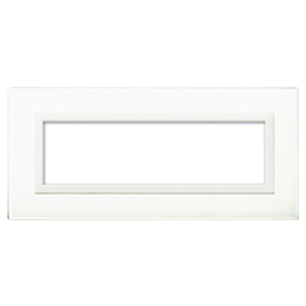 AVE Placca Vera 44, in vetro colore bianco finitura lucida con cornice bianca 3/4/7 moduli 44PV3BL