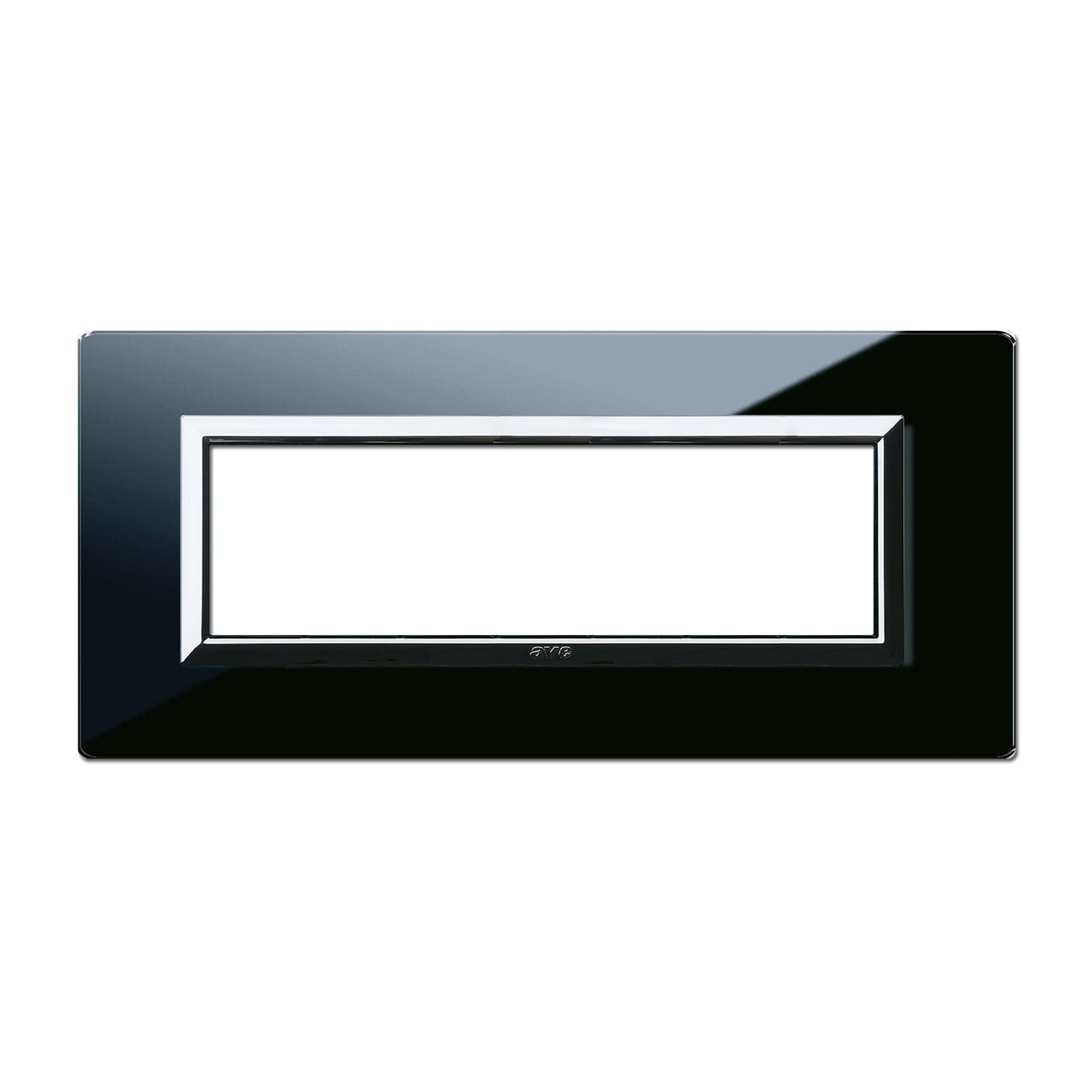 AVE Placca Vera 44, in vetro colore nero assoluto finitura lucida con cornice cromo 3/4/7 moduli 44PV3NAL