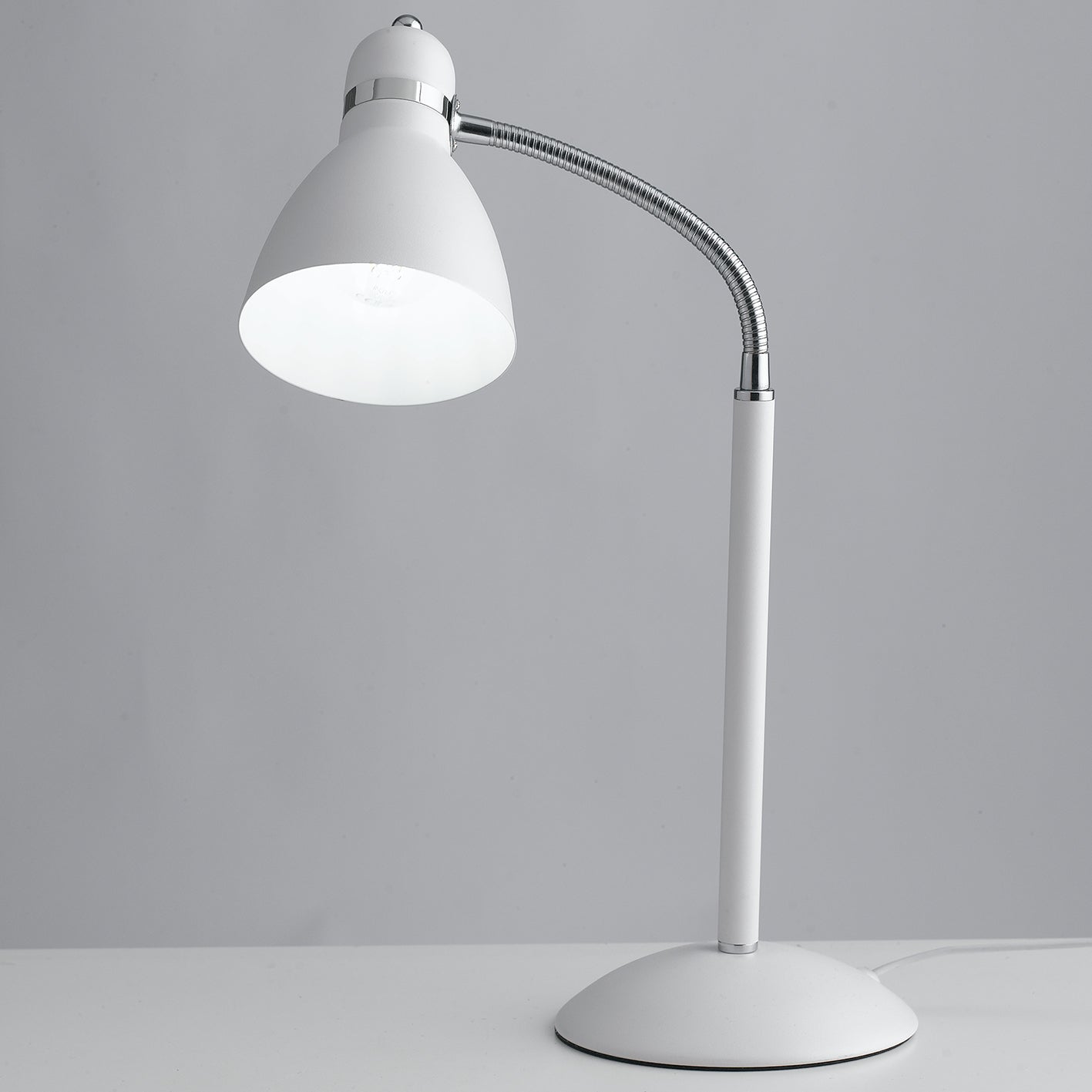 Lampada da scrivania in metallo con diffusore orientabile bianco-nero-grigio 1XE27 non incl.