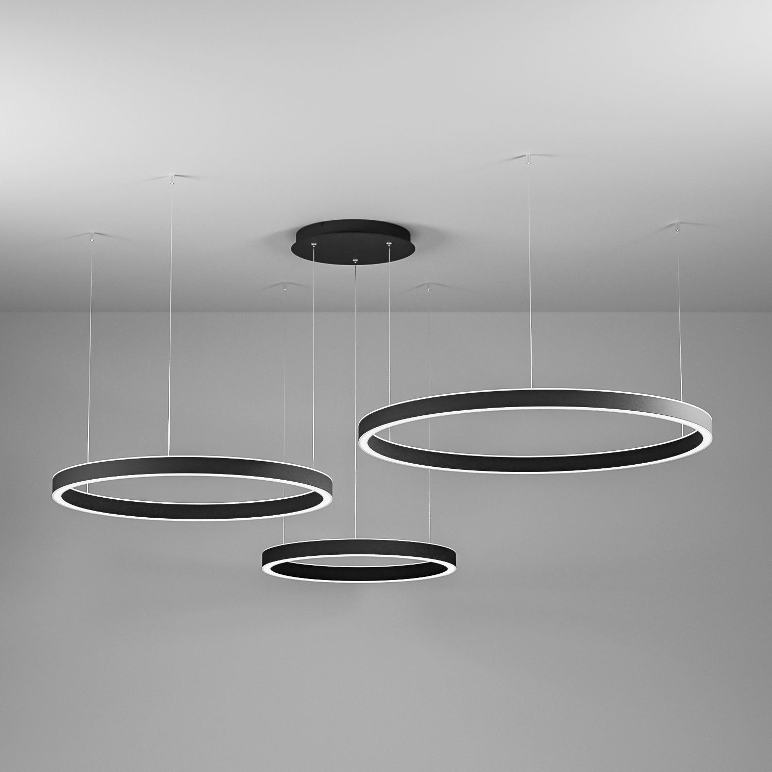 GEALUCE Montatura in alluminio satinato bianco-nero-oro. Diffusore in silicone bianco opale. LED CRISEIDE 3 LUCI