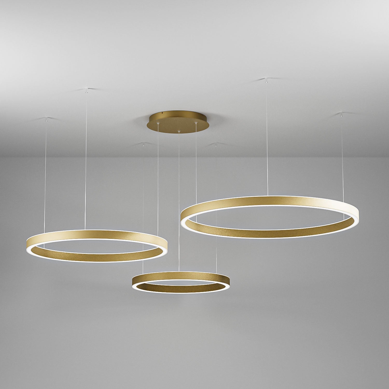 GEALUCE Montatura in alluminio satinato bianco-nero-oro. Diffusore in silicone bianco opale. LED CRISEIDE 3 LUCI