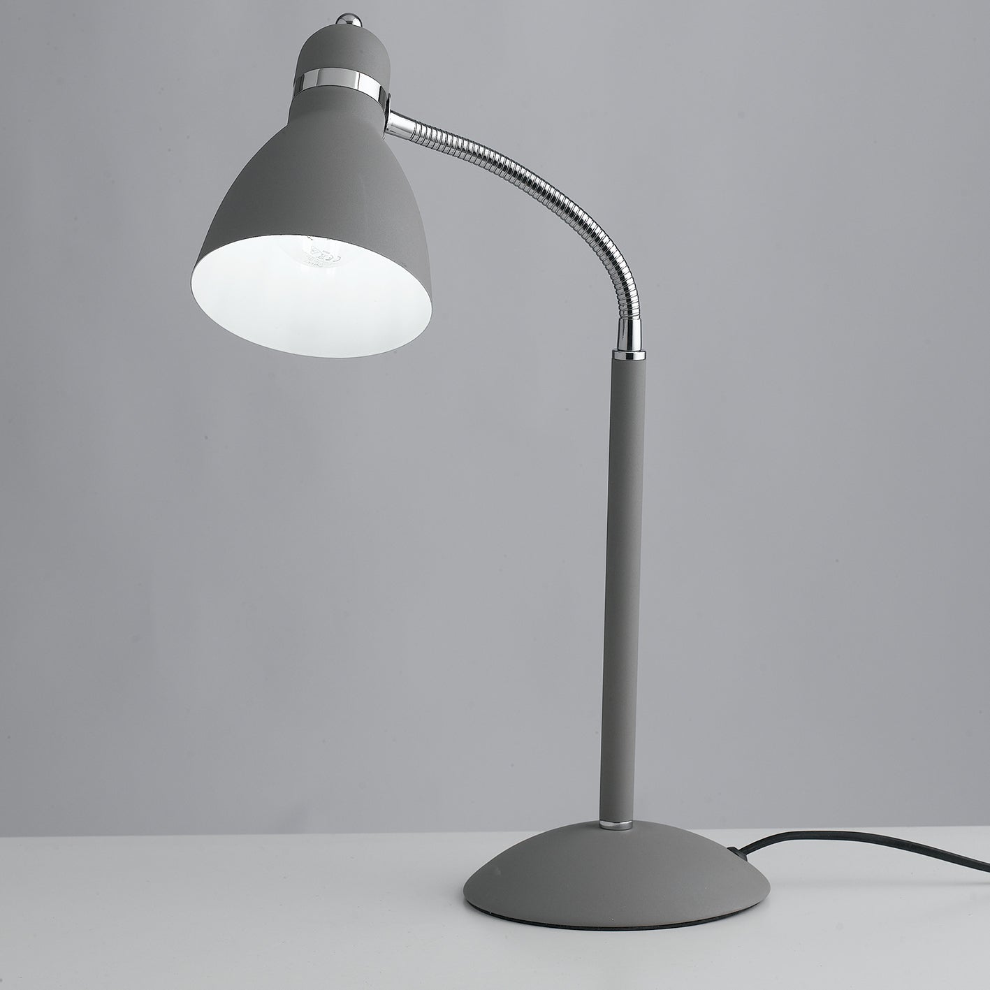 Lampada da scrivania in metallo con diffusore orientabile bianco-nero-grigio 1XE27 non incl.