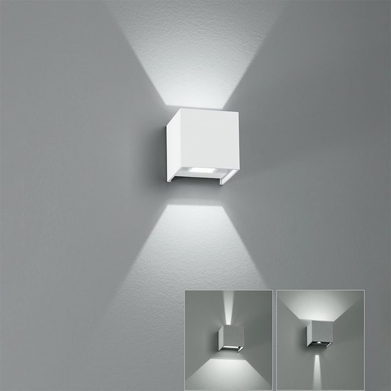 Applique per esterno in alluminio con paratie regolabili indipendenti bianco o silver IP54 led integrato 3000 o 4000°k 10W 740 lumen ALFA