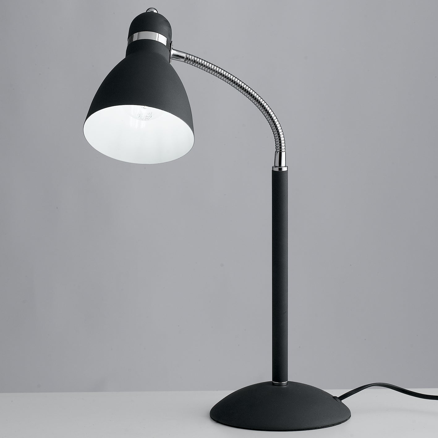 Lampada da scrivania in metallo con diffusore orientabile bianco-nero-grigio 1XE27 non incl.