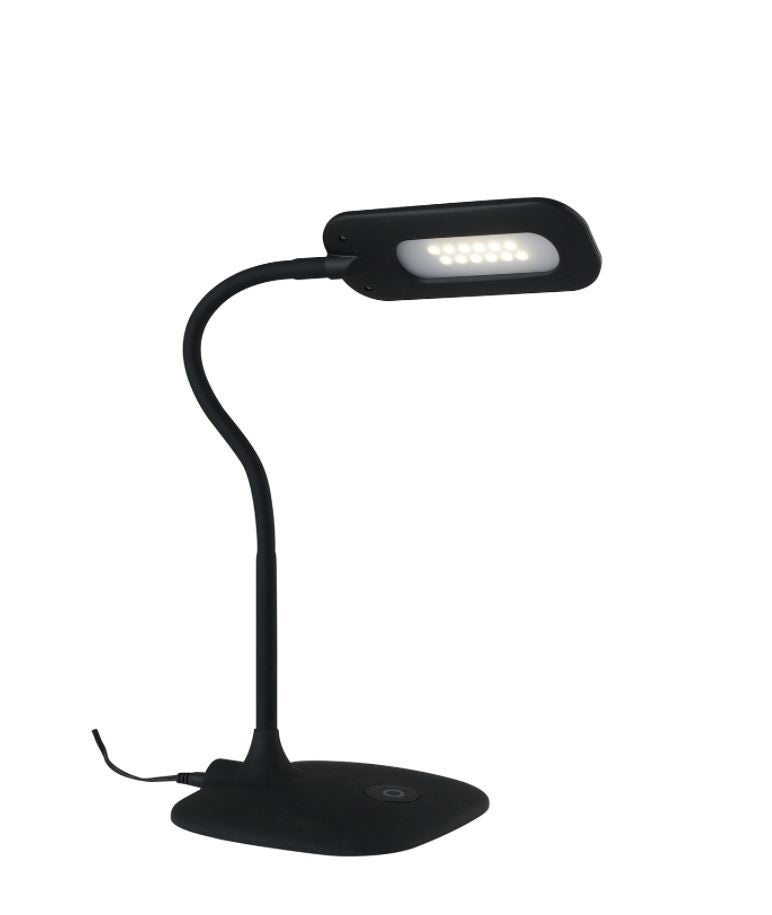 Lampada da scrivania LED orientabile in metallo-silicone bianco-nero-grigio dimmerabile