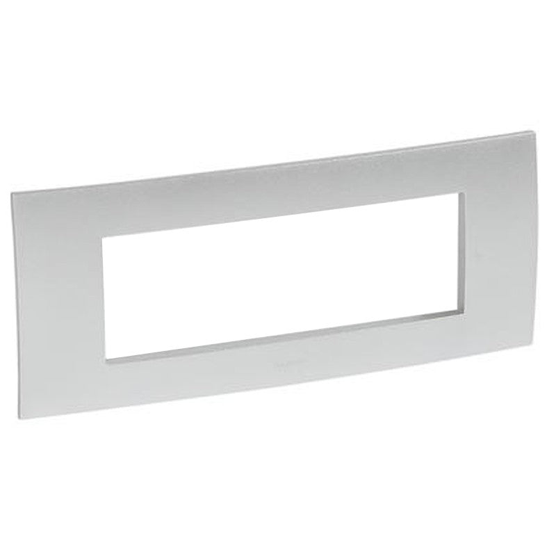 Placca Legrand Vela quadra grigio metallizzato 6 moduli 685748