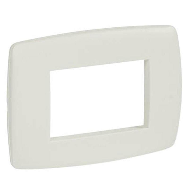 Placca Legrand Vela tonda bianco stucco 3 moduli 685601