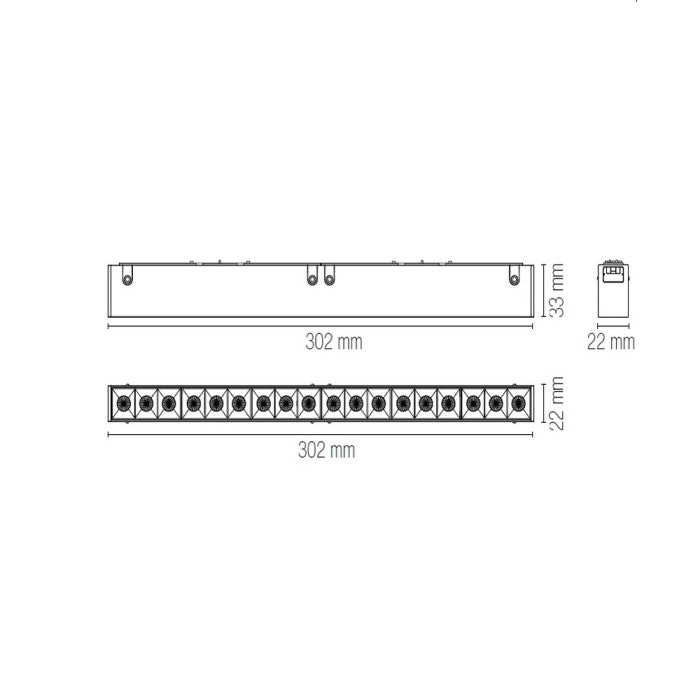 Proiettore a binario magnetico DAVINCI-LINE30-UGR finitura nera 10W