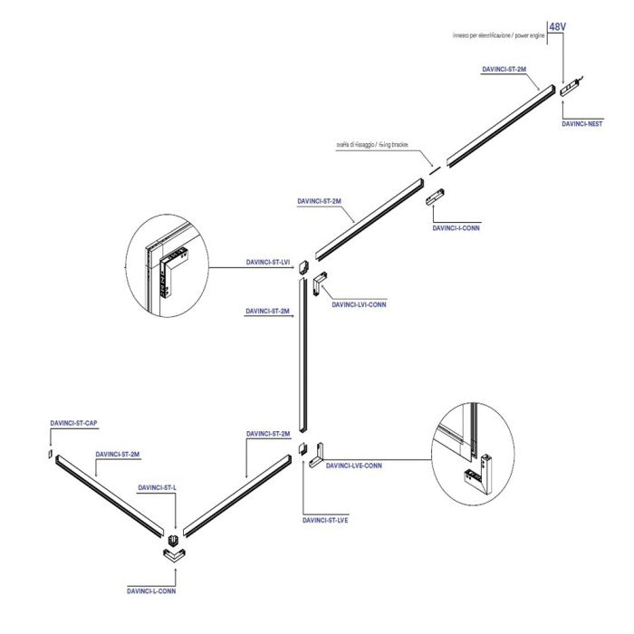 Tappo di chiusura laterale per binario da incasso a filo DAVINCI-TL-CAP finitura nera